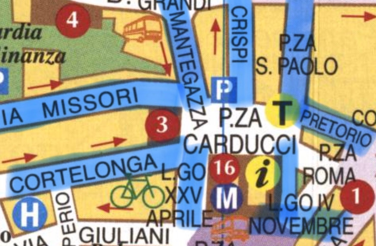 Confluenze Piazza Carducci (elenco strade)